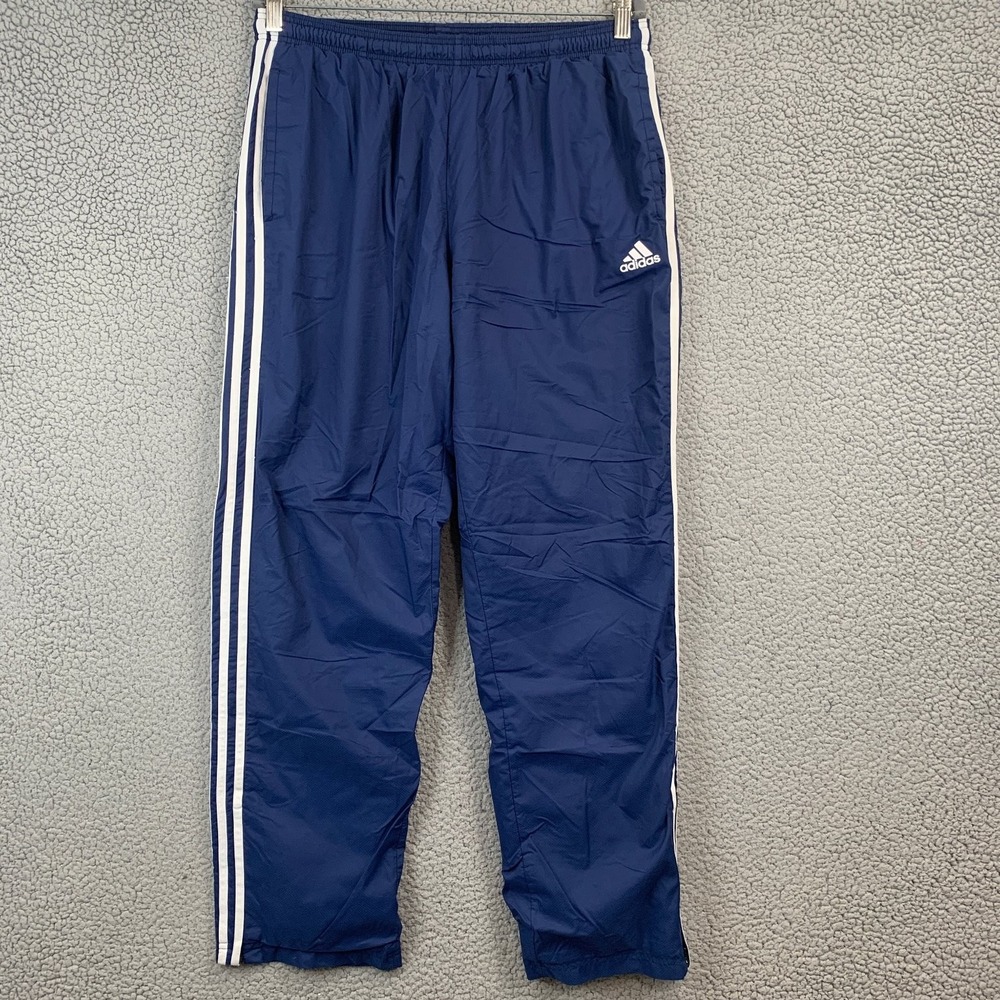 Vtg Adidas Track Pants Men's XL Navy Blue 3-Stripes Track Windbreaker 90s